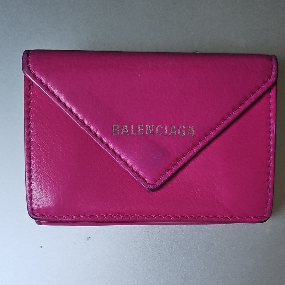 Balenciaga Fuchsia Leather Card Holder